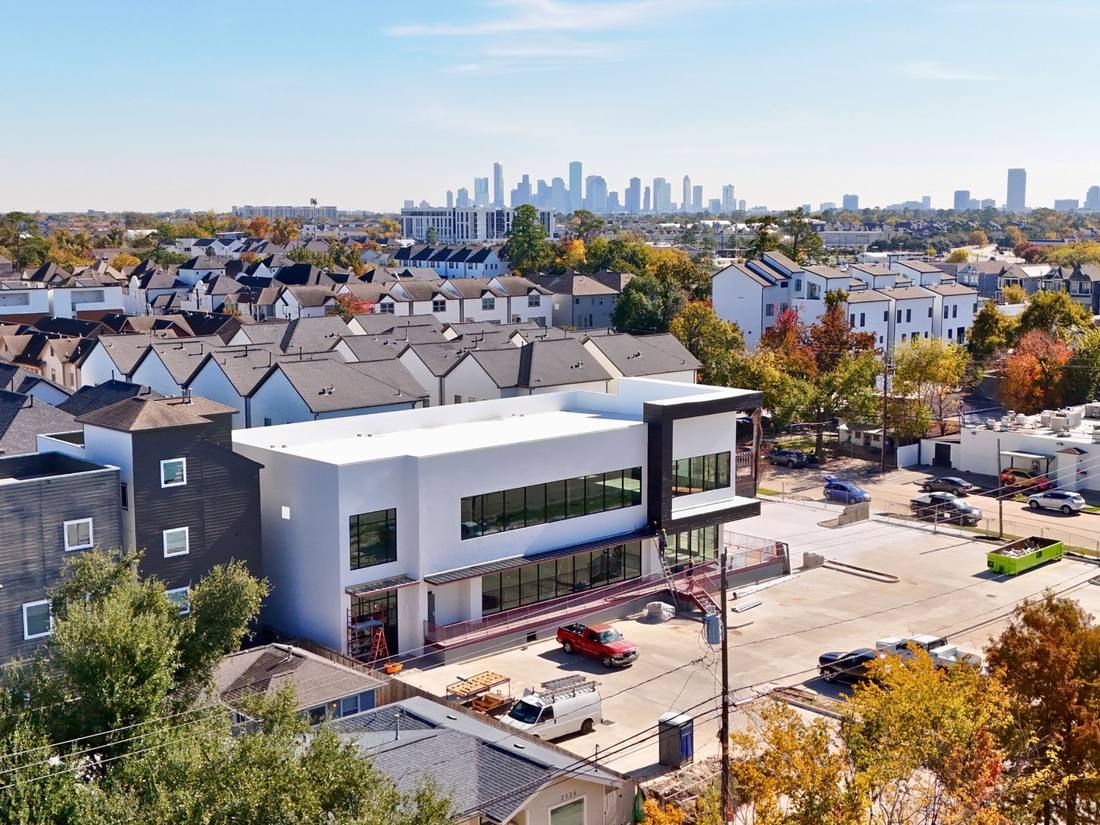 Construction progress with Houston skyline